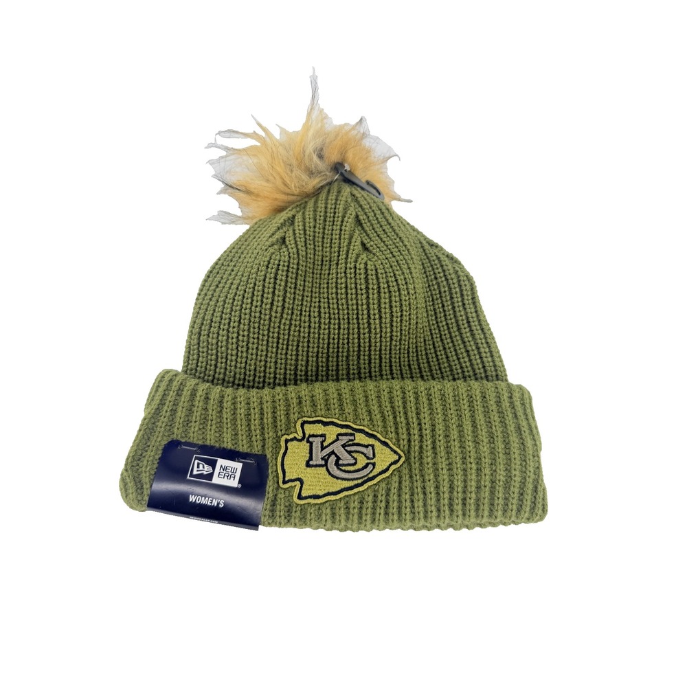 New Era Kansas City Chiefs 2025 Salute To Service Dark Moss Women's Knit Beanie